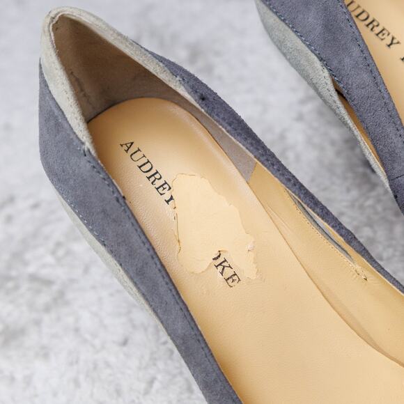 Audrey Brooke Black Gray Suede Cap Toe Heels Pumps Womens Size 8.5 - Picture 9 of 16